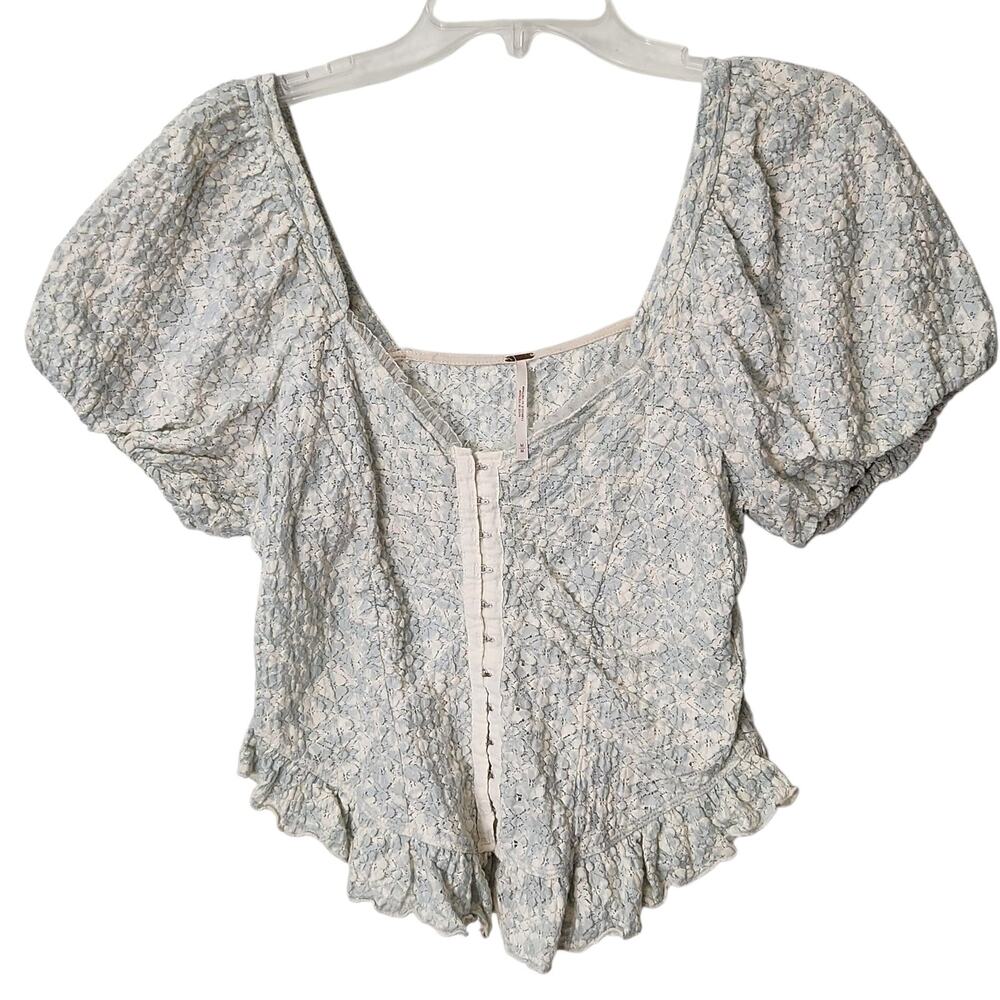 FREE PEOPLE OH BABY LACE CROP TOP ROMANTIC FEMININE FESTIVAL BOHO BALLOON SZ MED